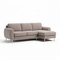 Corner sectional sofa in light gray fabric with metal legs 220 x 90 x 85cm