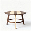 Round coffee table with mixed wood finish in natural and dark tones 80 x 80 x 40cm