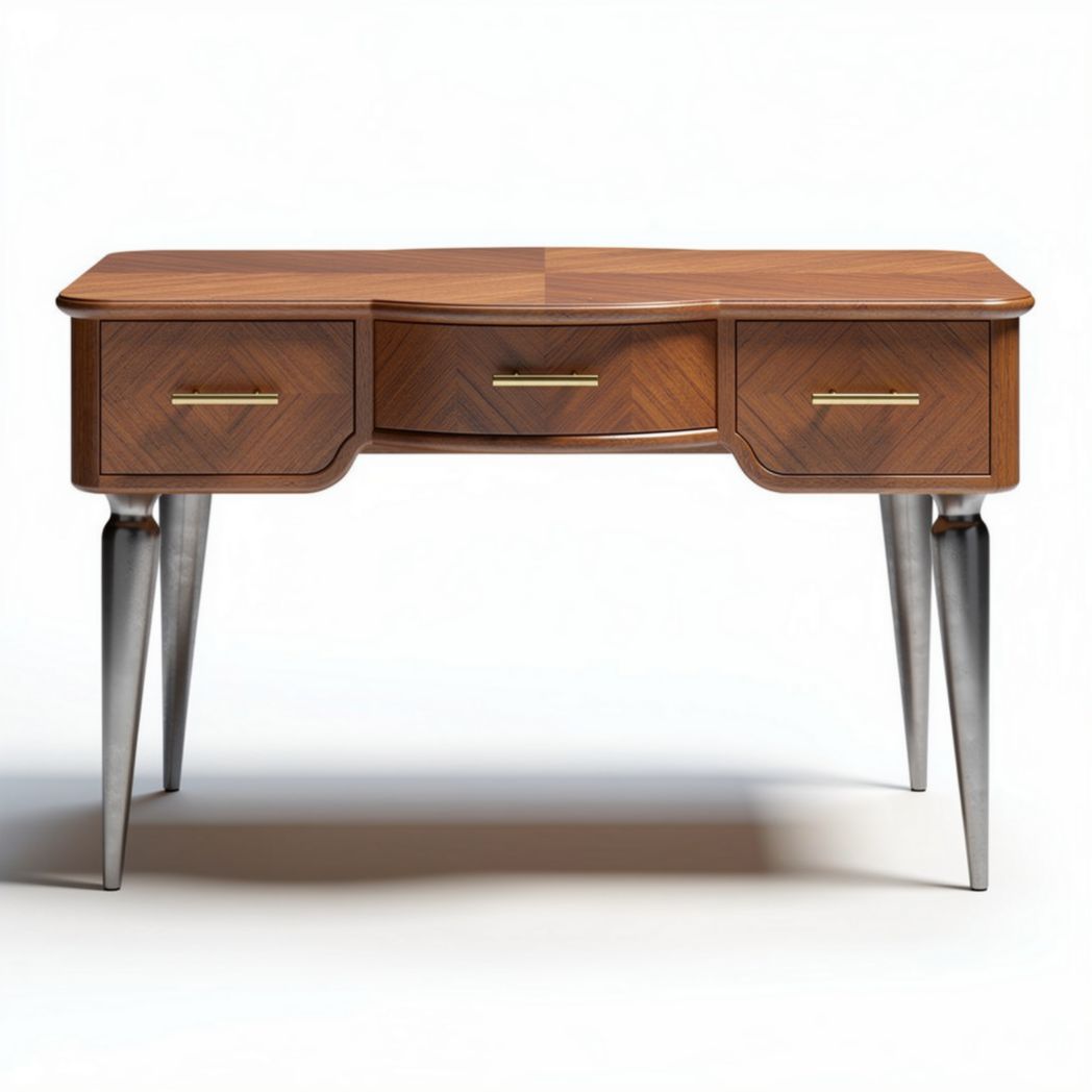 Wooden writing desk with three drawers and metal legs 120 x 60 x 75cm
