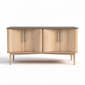 Wooden sideboard with four doors and black top finish 130 x 40 x 70cm