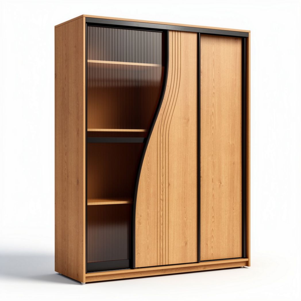 Wooden cabinet with sliding doors and adjustable shelves 120 x 40 x 190cm