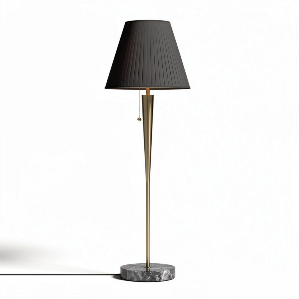 Contemporary black pleated shade floor lamp with marble base 15 x 15 x 150cm