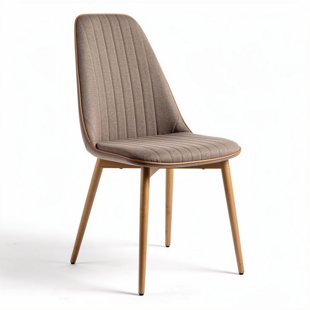 Fabric upholstered dining chair with wooden legs in grey 44 x 49 x 86cm