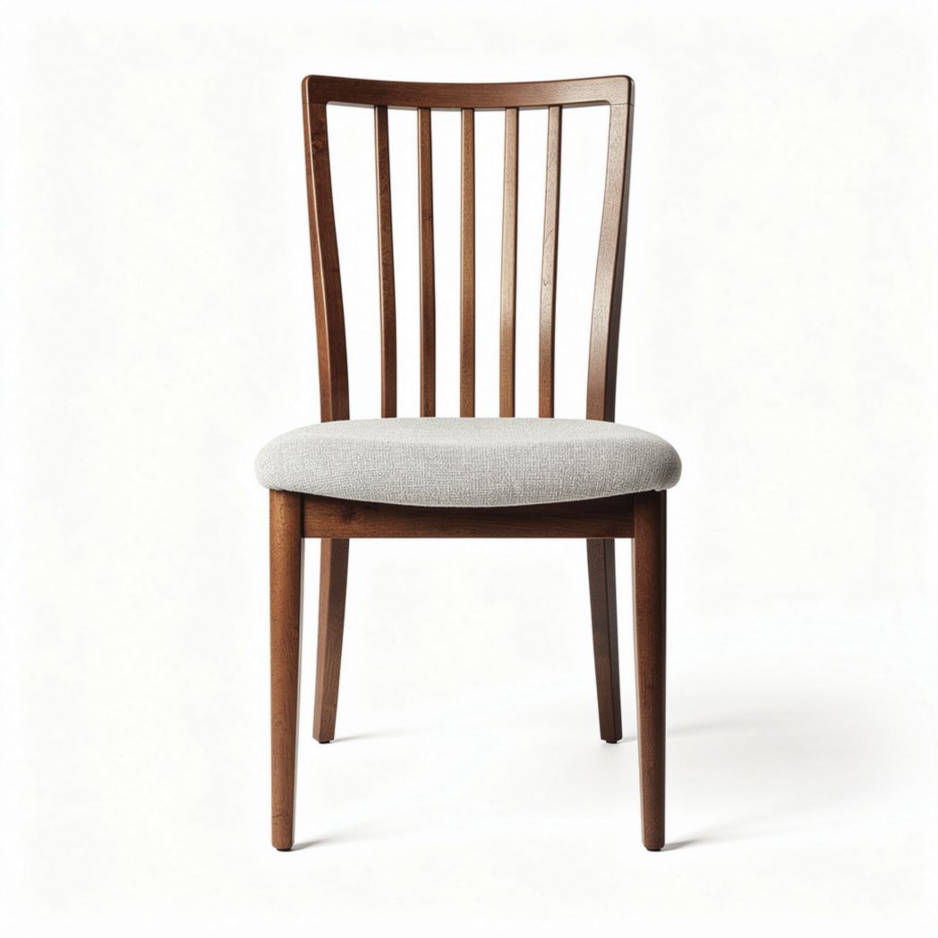 Wooden dining chair with grey upholstered seat 45 x 45 x 90cm