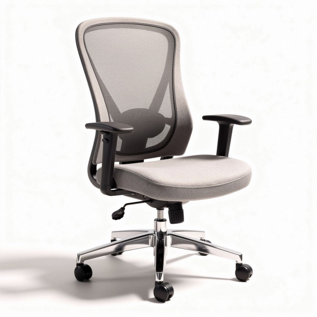 Mesh office chair with adjustable armrests and swivel base gray 40 x 60 x 100cm