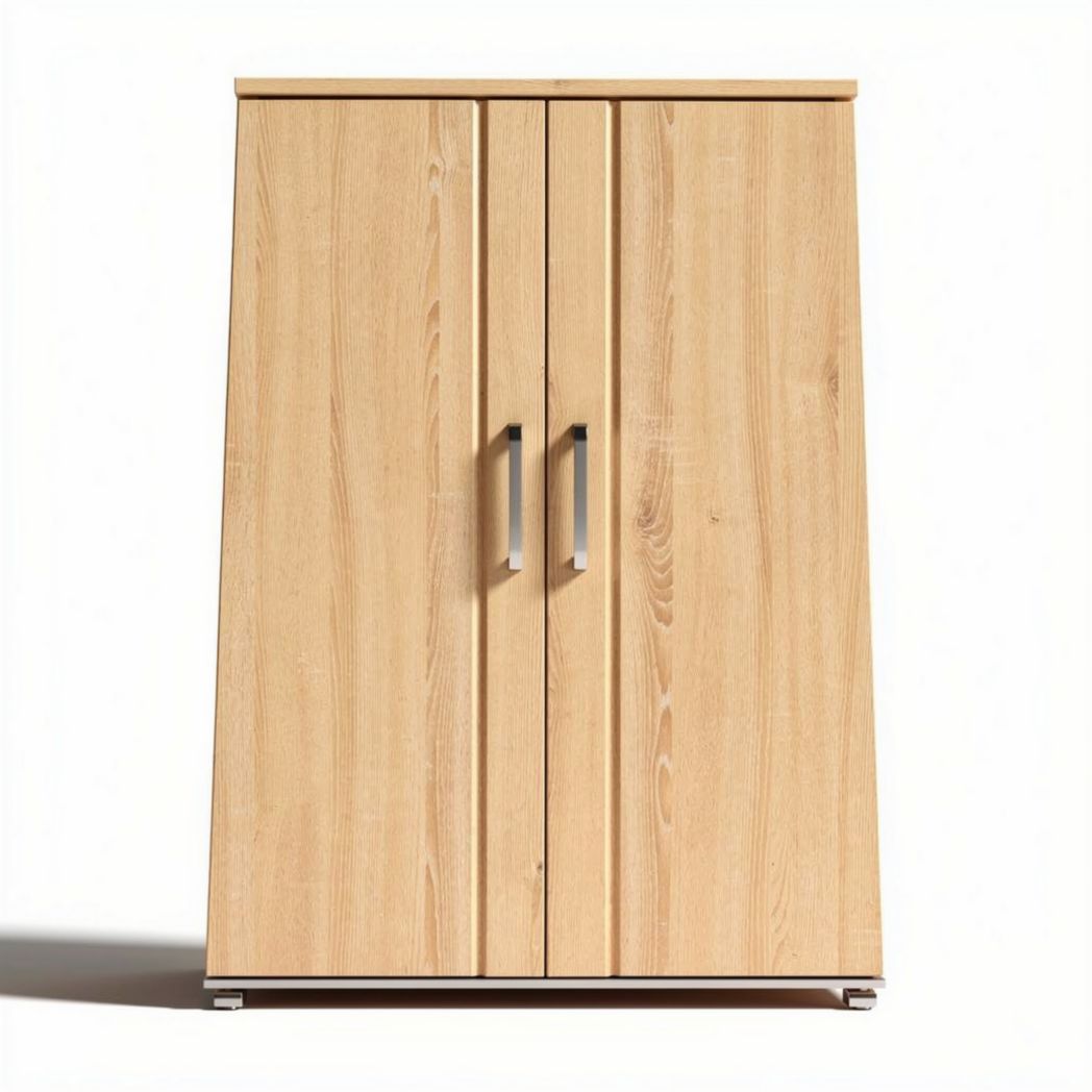 Wooden storage cabinet with two doors and silver handles 80 x 40 x 120cm